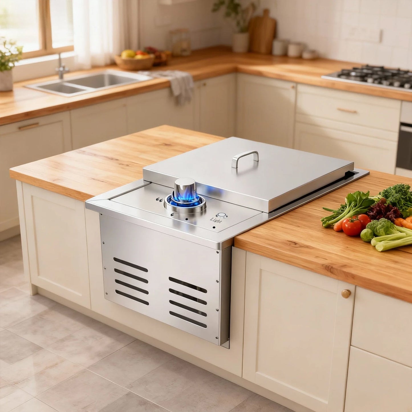 Single Grilling Side Burner and 17000BTU Propane