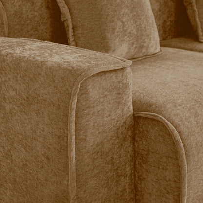 Streamlined Design modular 3-seat U-shaped sectional sofa by HouseOfZazla in tan velvet with piping on Tampa Home & Garden Store