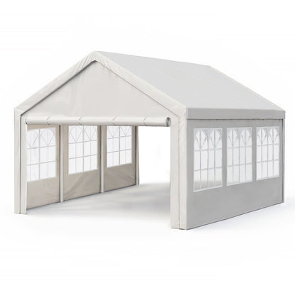 10x20 Carport Canopy Tent with Removable Sidewalls, white/gray fabric and windowed sides on Tampa Home & Garden Store