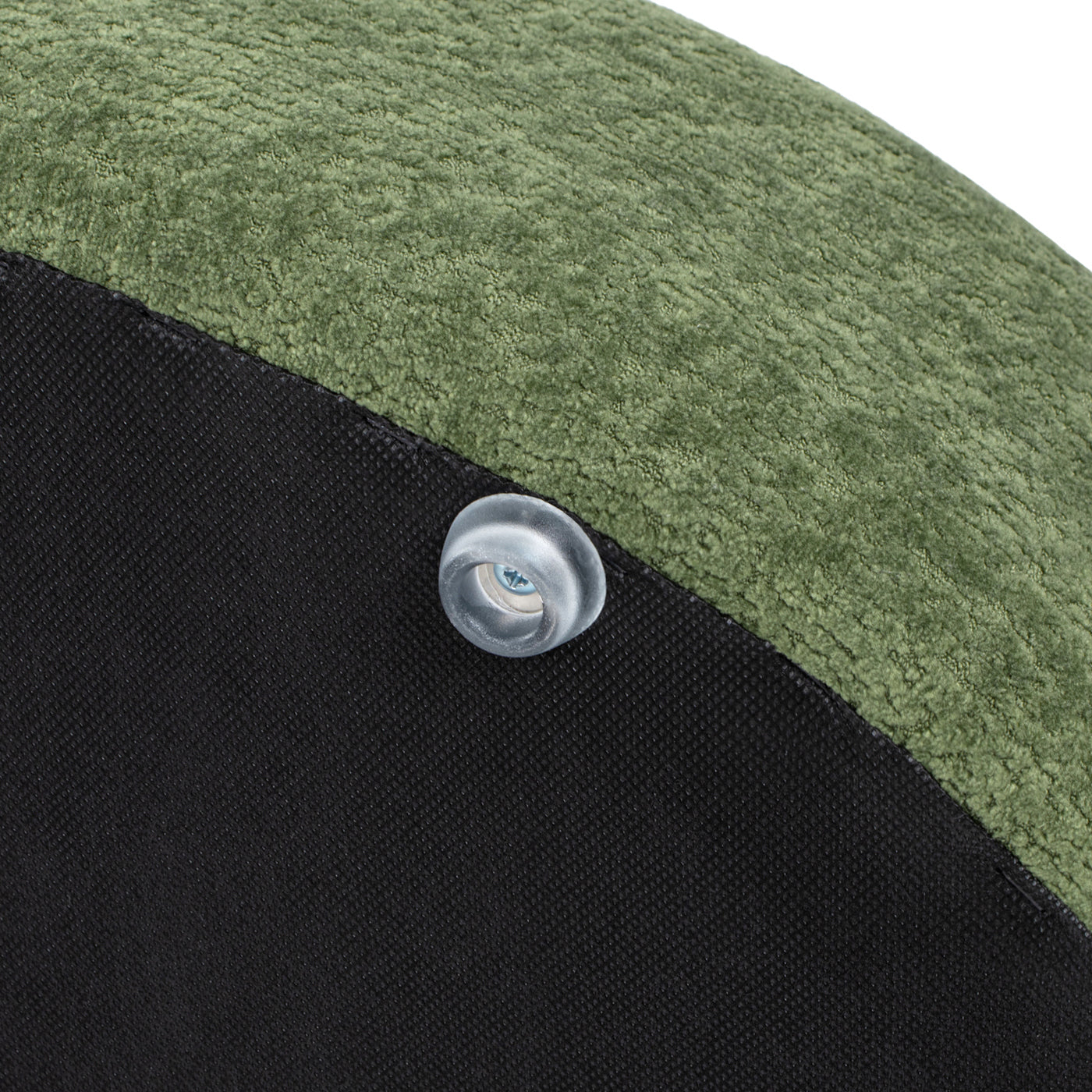 Shep 36in curved dog sofa bed moss green fleeced teddy with black base fabric and snap on Tampa Home & Garden Store