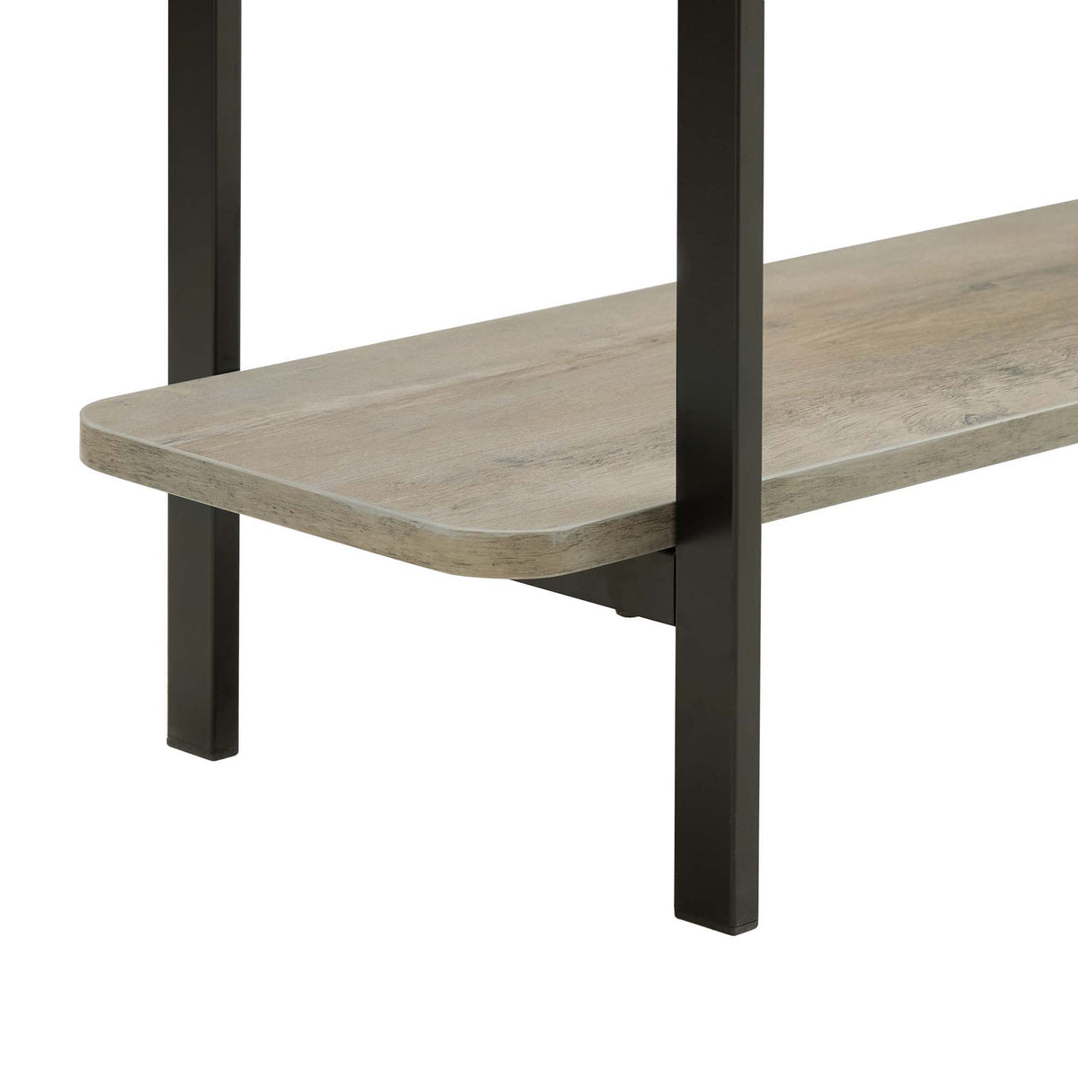 Celine 2-shelf console table with black metal legs and graywashed wood shelf HouseOfZazla on Tampa Home & Garden Store