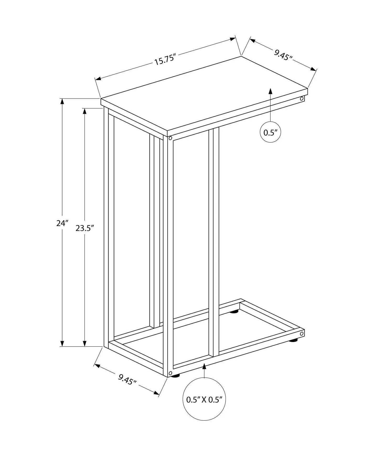 Accent table, C-shaped with marble-look black top, chair-side design Unique Piece Furniture on Tampa Home & Garden Store