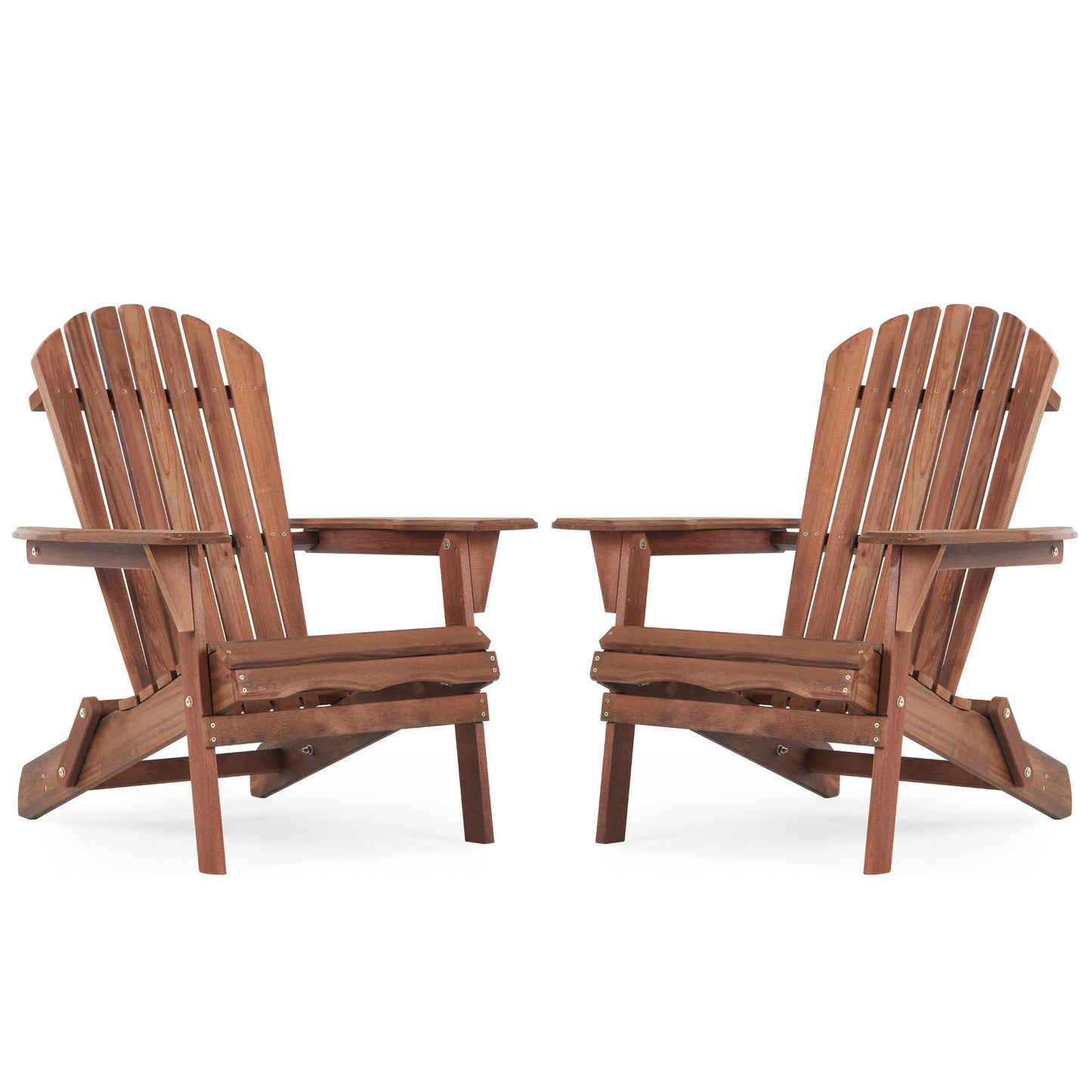 Set of Two Wooden Folding Adirondack Chairs