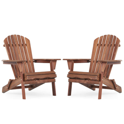 Set of Two Wooden Folding Adirondack Chairs