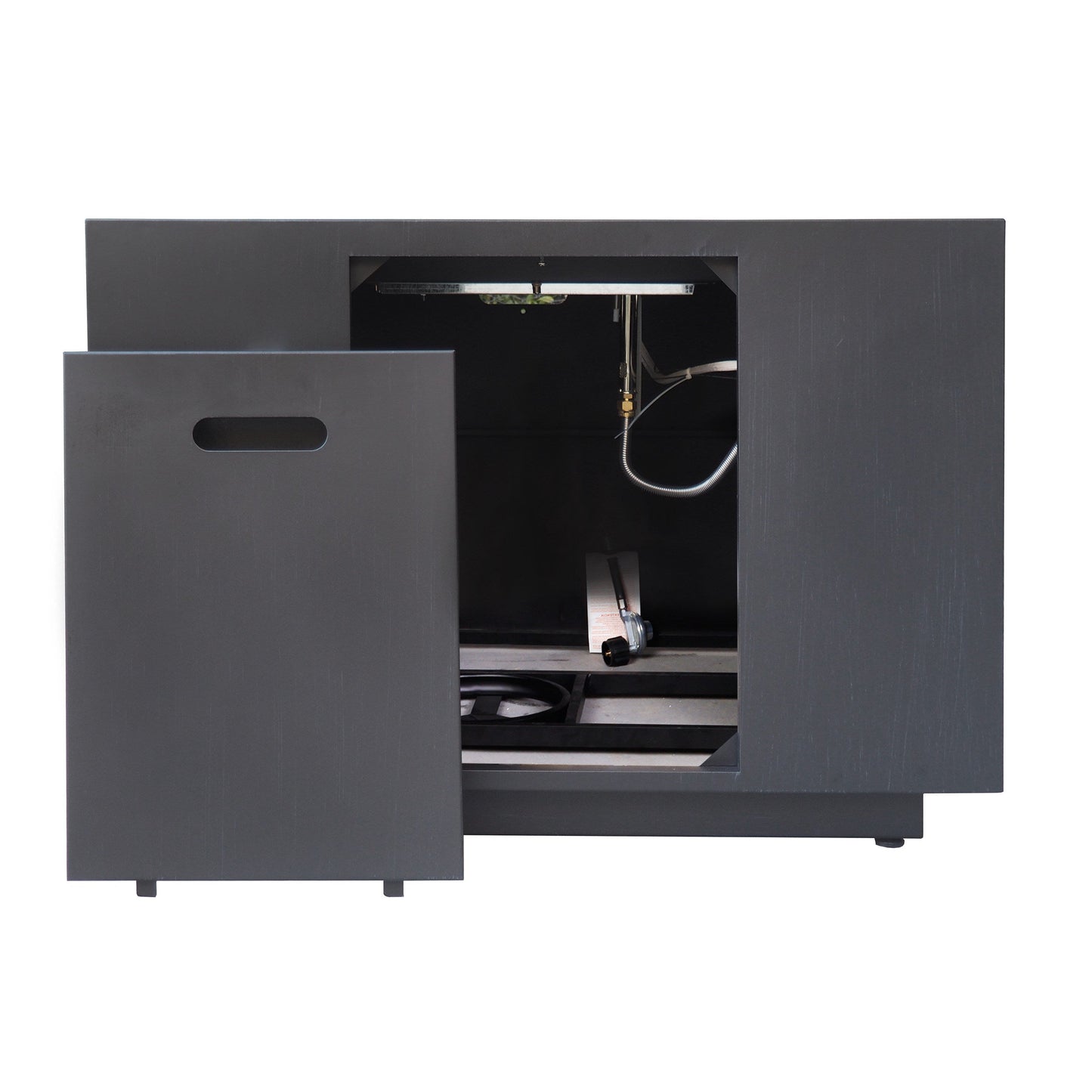Outdoor Patio Propane Fire Pit 24in H x 31in W black iron gas burner visible HouseOfZazla on Tampa Home & Garden Store