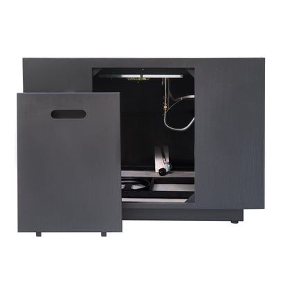 Outdoor Patio Propane Fire Pit 24in H x 31in W black iron gas burner visible HouseOfZazla on Tampa Home & Garden Store