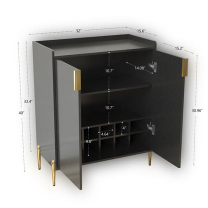 Wine bar cabinet by HouseOfZazla in black with adjustable shelves and soft-close doors on Tampa Home & Garden Store