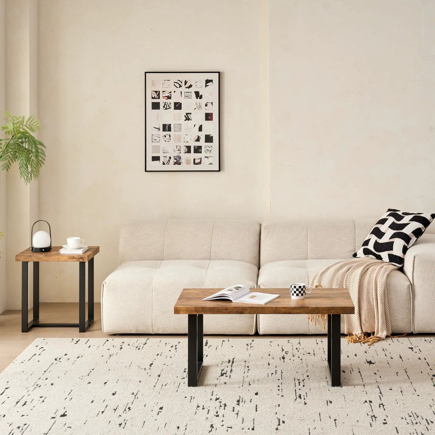 Table For Living Room coffee tables set by Unique Piece Furniture in wood with black metal legs on Tampa Home & Garden Store