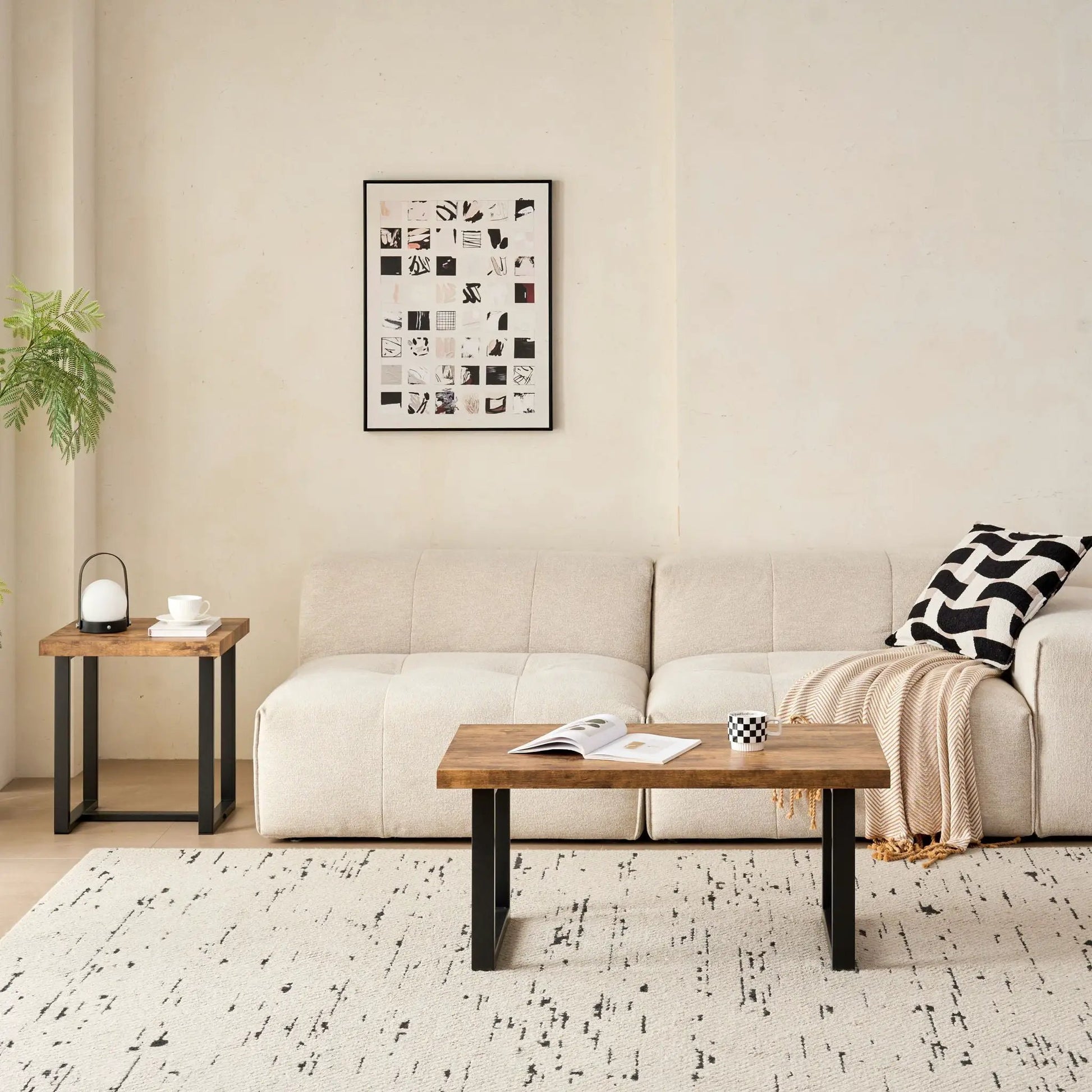 Table For Living Room coffee tables set by Unique Piece Furniture in wood with black metal legs on Tampa Home & Garden Store