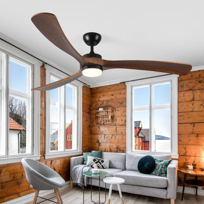 Solid Wood Ceiling Fan With Lights and Remote