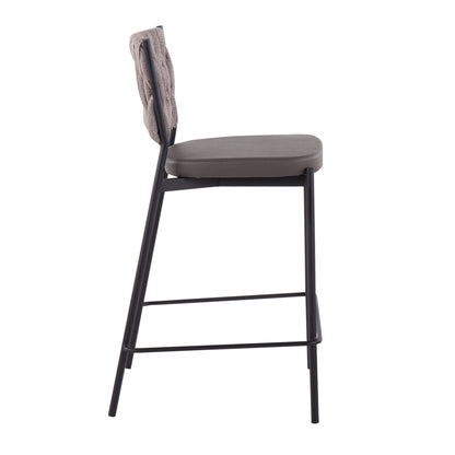 Braided Contemporary Counter Stool Set of 2 with padded gray seats and black frame HouseOfZazla on Tampa Home & Garden Store