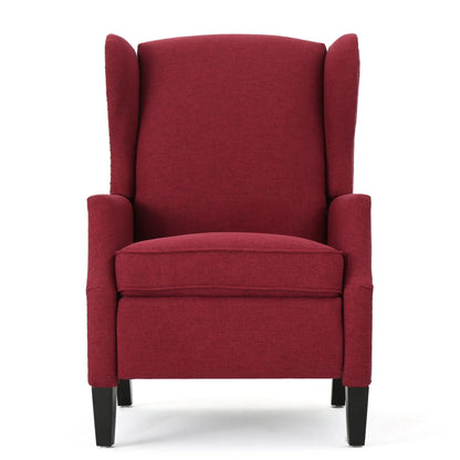 Westeros Wing Back Fabric Upholstered Recliner red upholstery with black legs on Tampa Home & Garden Store