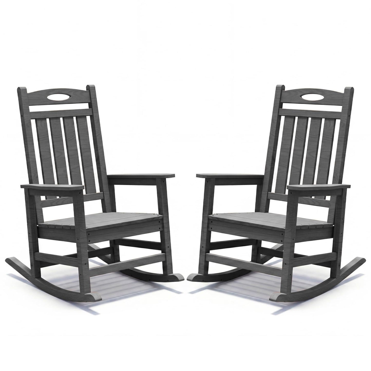 Outdoor Rocking Chair Set of 2 in grey HDPE, oversized patio rockers for adults by HouseOfZazla on Tampa Home & Garden Store