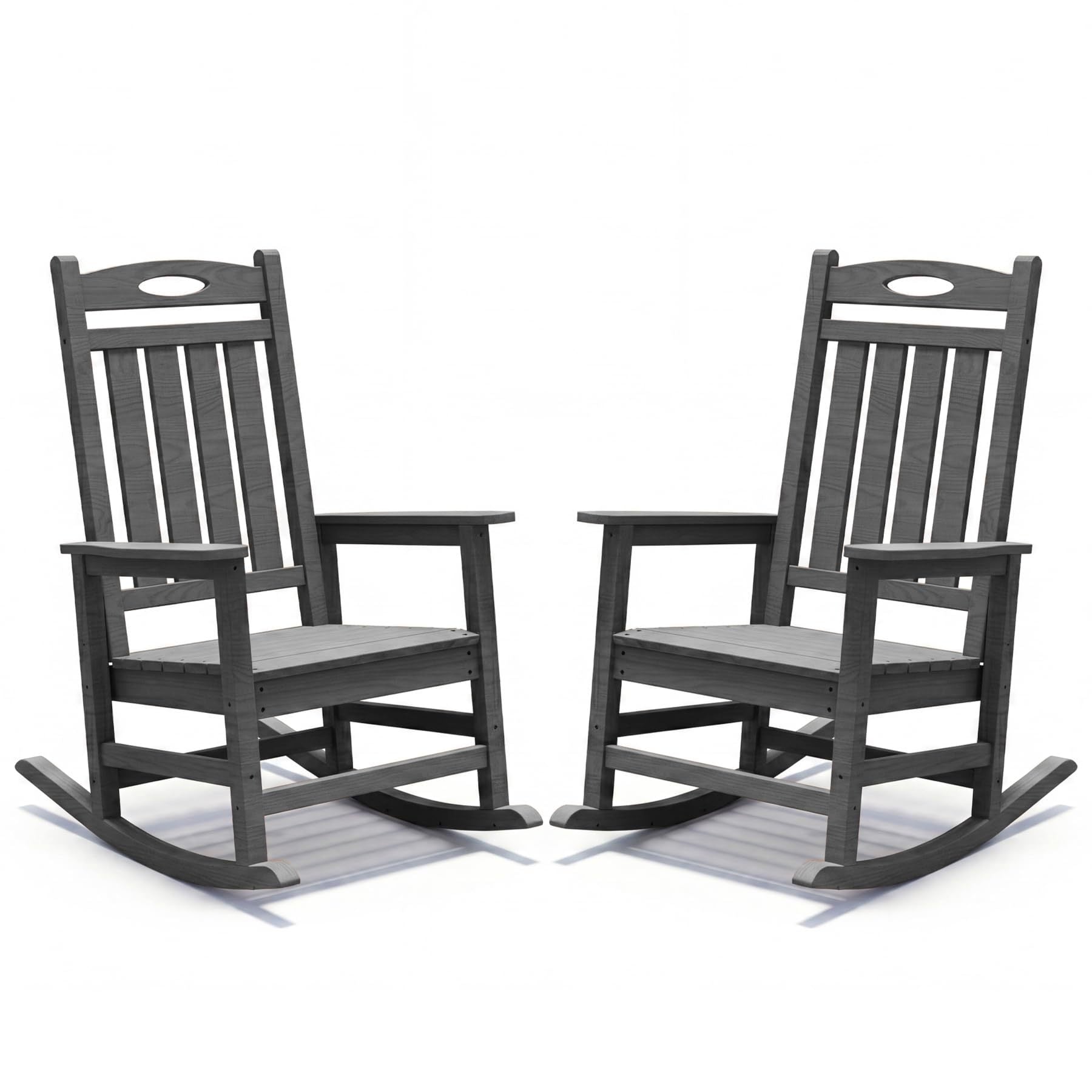 Outdoor Rocking Chair Set of 2 in grey HDPE, oversized patio rockers for adults by HouseOfZazla on Tampa Home & Garden Store