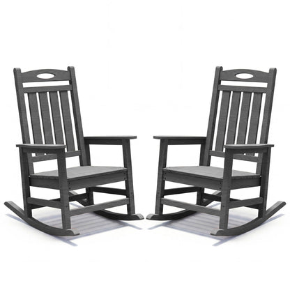Outdoor Rocking Chair Set of 2 in grey HDPE, oversized patio rockers for adults by HouseOfZazla on Tampa Home & Garden Store