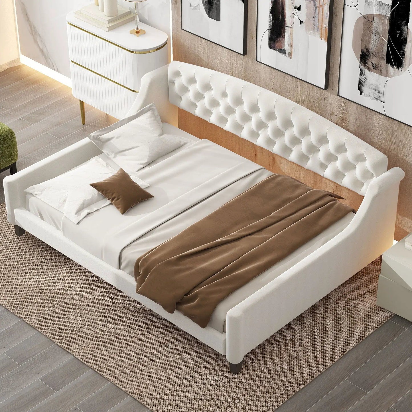 Modern Tufted Button Daybed set, white tufted twin daybeds by Unique Piece Furniture on Tampa Home & Garden Store