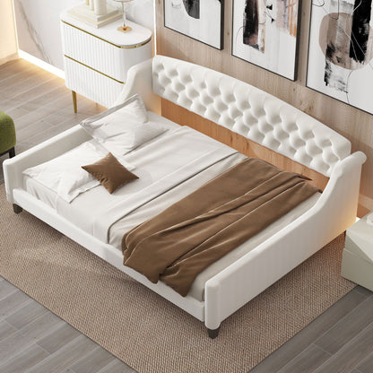 Modern Tufted Button Daybeds in white upholstery with tufted back, 2-unit set HouseOfZazla on Tampa Home & Garden Store