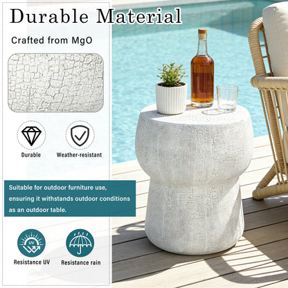 Modern Patio Accent Table with Cracked Finish