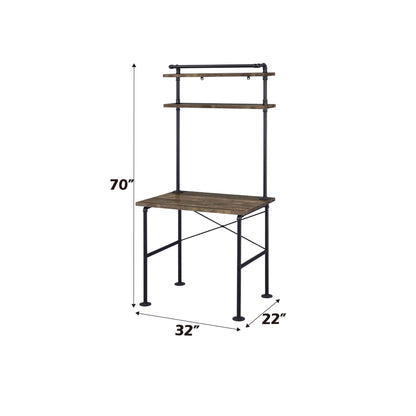 Ensata Rustic Writing Desk Black Oak by HouseOfZazla with metal frame and oak shelves on Tampa Home & Garden Store