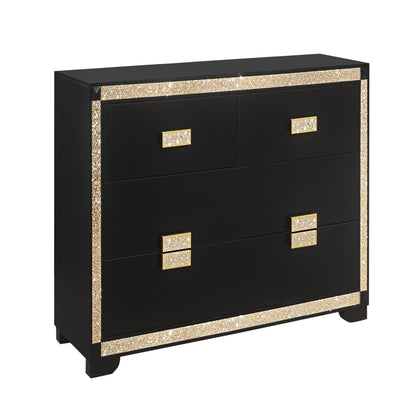 Black Glitter Dresser With Thick Bars And Drawers