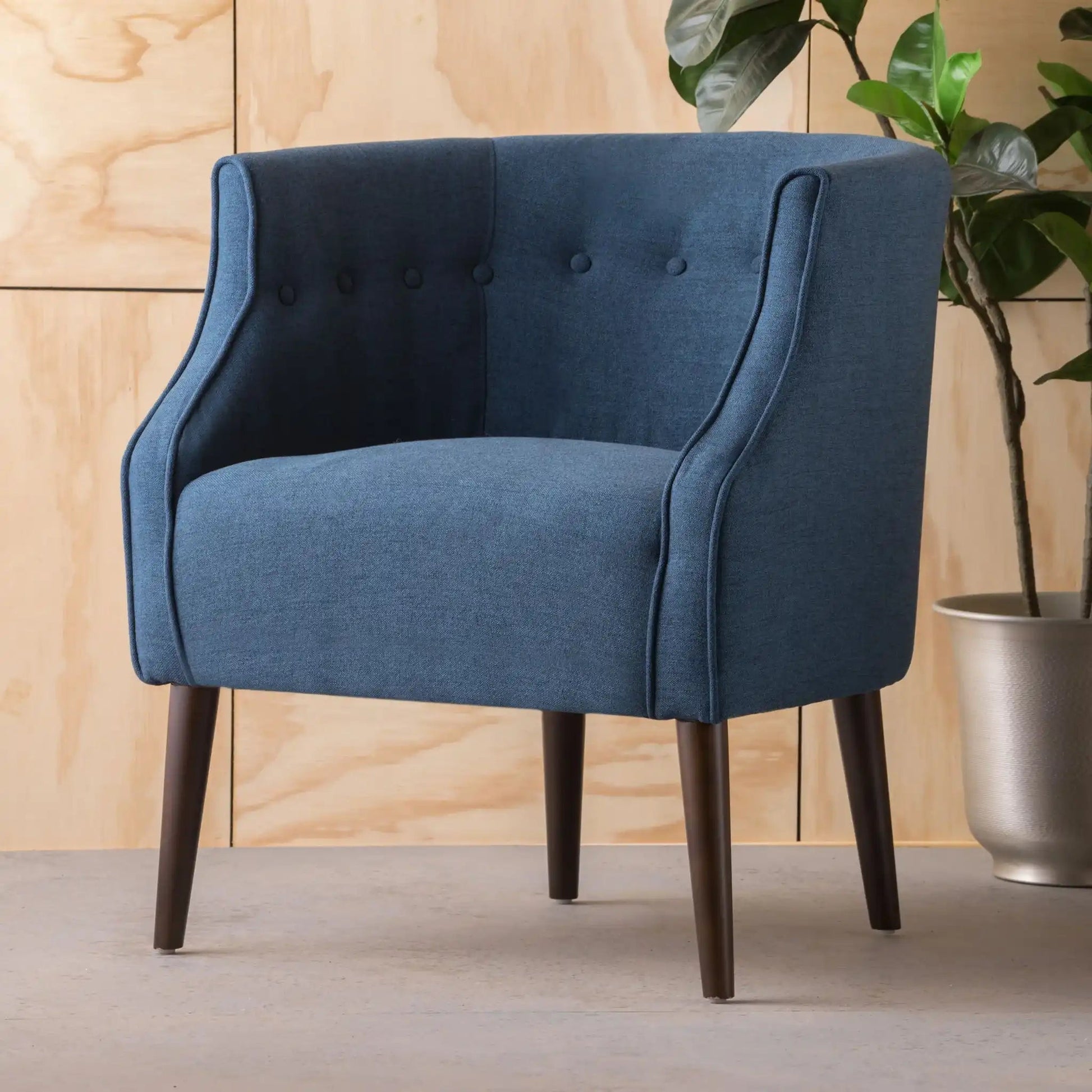 Contemporary blue upholstered club chair with button tufting by HouseOfZazla on Tampa Home & Garden Store