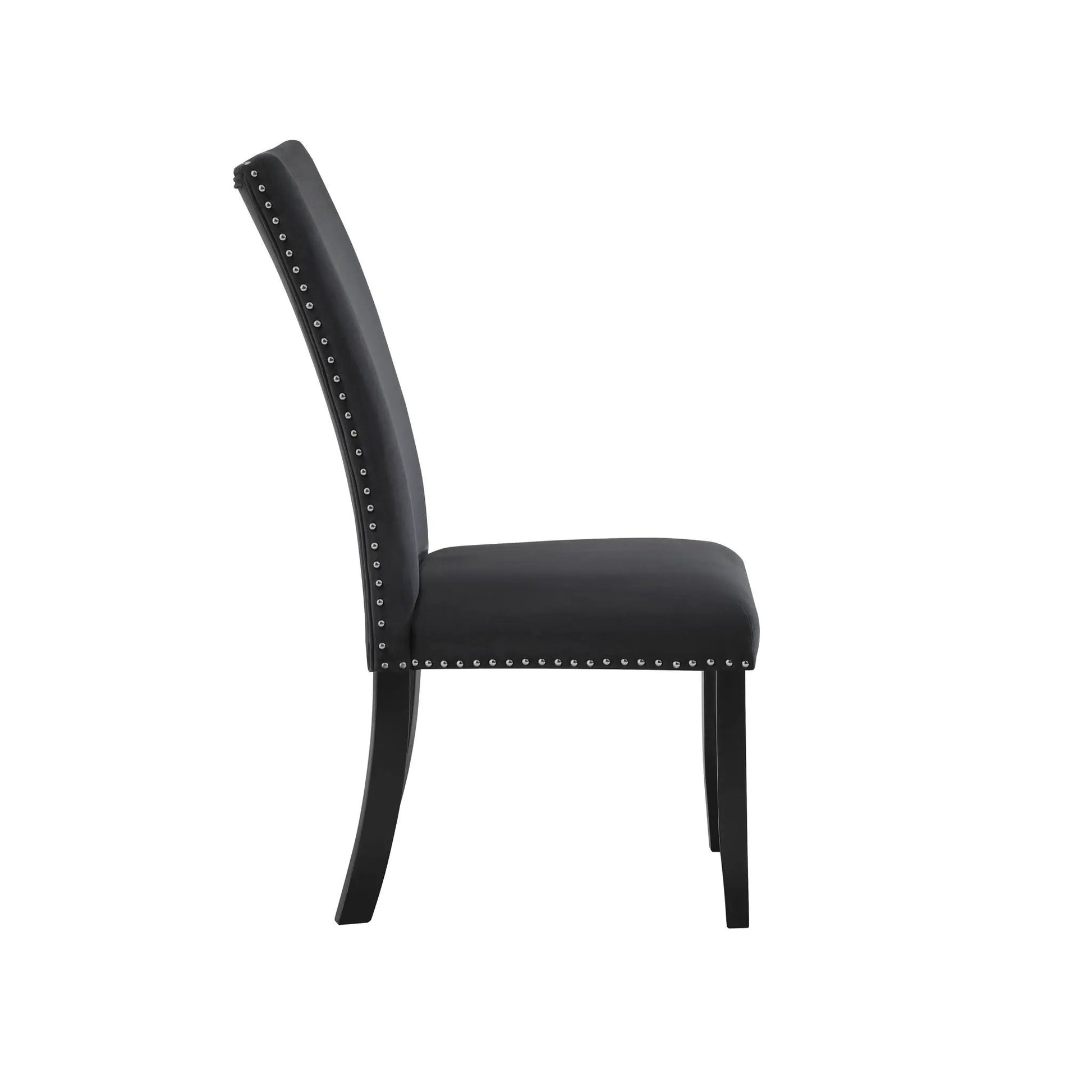 Jhoanna dining chairs set of 2 in black faux leather with silver studded trim by Unique Piece Furniture on Tampa Home & Garden Store