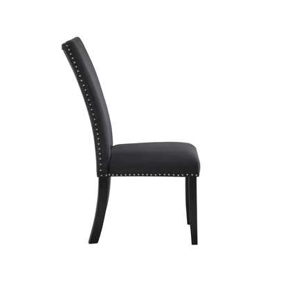 Jhoanna dining chairs set of 2 in black faux leather with silver studded trim by Unique Piece Furniture on Tampa Home & Garden Store
