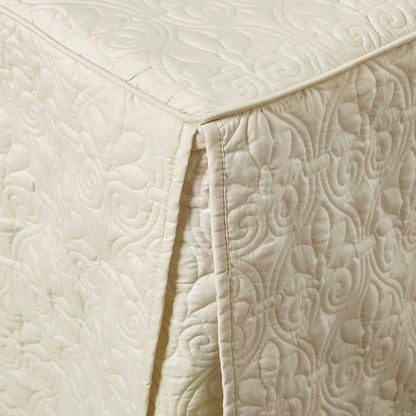 3 Piece Split Corner Pleated Quilted Bedspread, cream quilted swirls, HouseOfZazla on Tampa Home & Garden Store