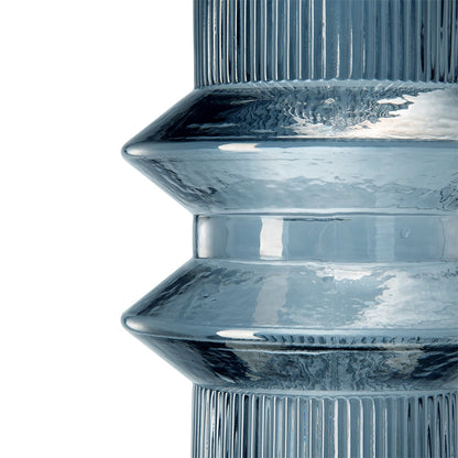 Clear Blue Glass Ribbed Accent Vases Set of 2
