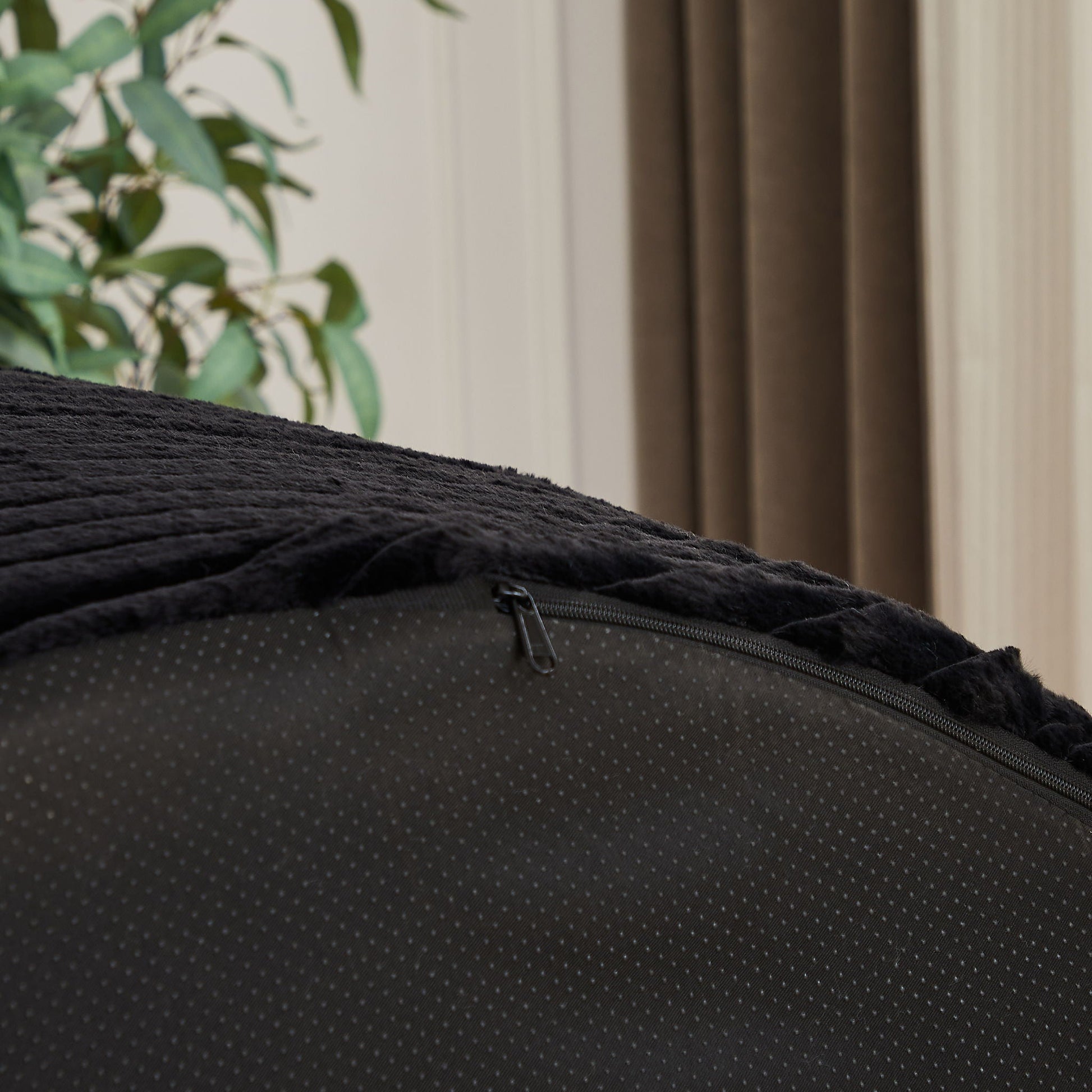 Arm chair cushion cover in black fabric with zipper detail on Tampa Home & Garden Store