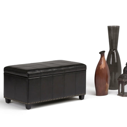 Amelia storage ottoman bench in black faux leather with nailhead trim by Unique Piece on Tampa Home & Garden Store