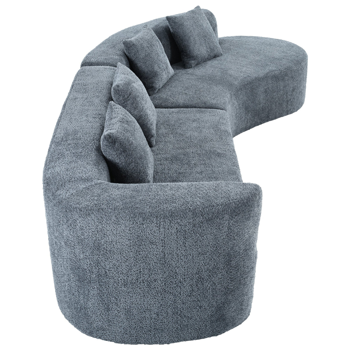 Sectional sofa U_Style 132-inch modern curved blue-gray textured fabric by HouseOfZazla on Tampa Home & Garden Store