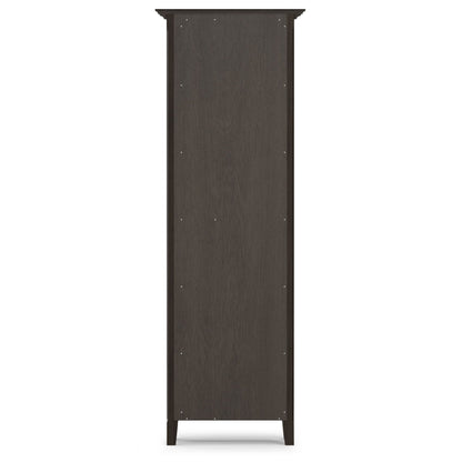 Amherst wooden bookcase back panel in dark stain with visible screws HouseOfZazla standard bookcase on Tampa Home & Garden Store