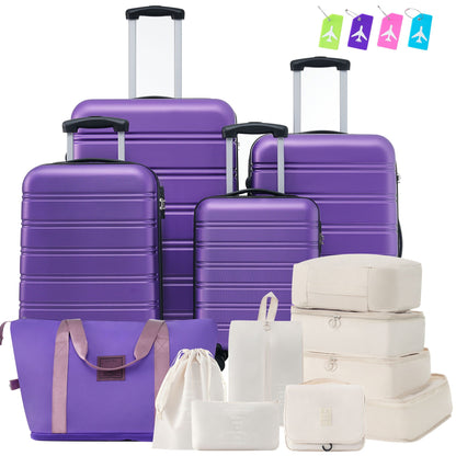 Hardshell luggage set 4-piece purple by HouseOfZazla with spinner wheels and TSA lock (16/20/24/28) on Tampa Home & Garden Store