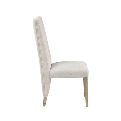 Stacey Dining Chair set of 2, beige textured upholstery, tall back, light wood legs on Tampa Home & Garden Store