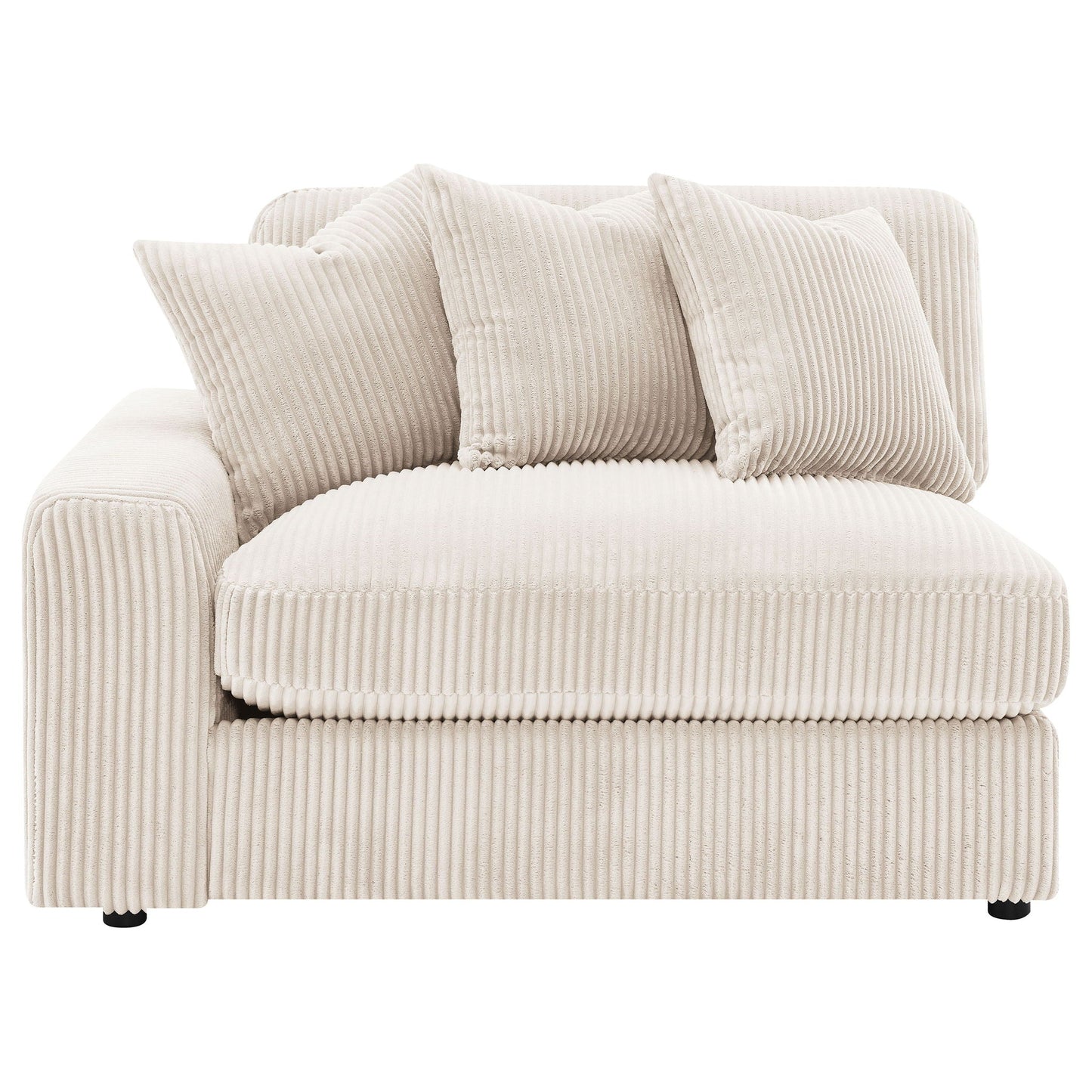 Cassidy Upholstered Sectional Sofa with Reversible Cushions in cream corduroy ribbed fabric on Tampa Home & Garden Store