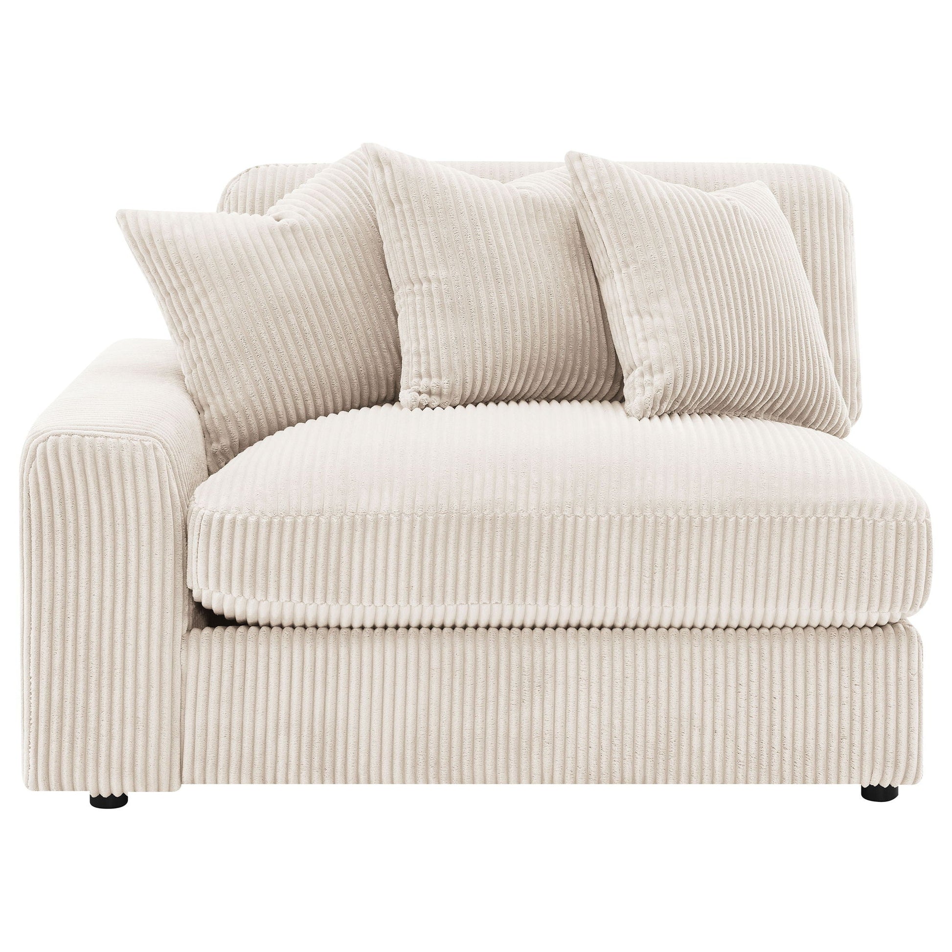 Cassidy Upholstered Sectional Sofa with Reversible Cushions in cream corduroy ribbed fabric on Tampa Home & Garden Store