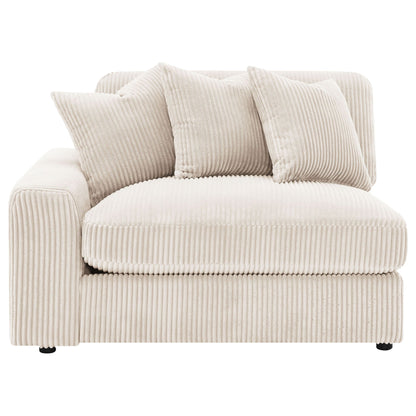Cassidy Upholstered Sectional Sofa with Reversible Cushions in cream corduroy ribbed fabric on Tampa Home & Garden Store