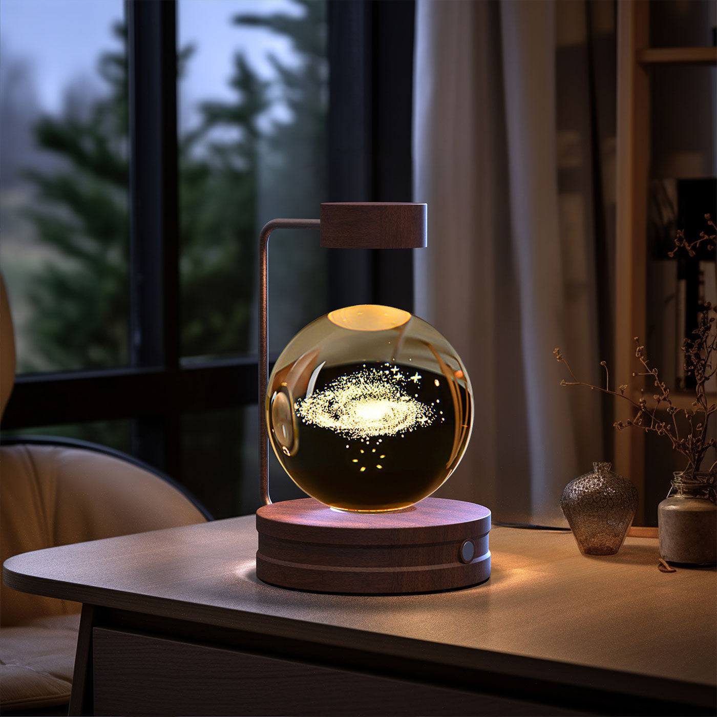 Crystal Ball Cosmic Dinosaur Night Light with USB power, warm bedside glow, wooden base Sell My Stuff on Tampa Home & Garden Store