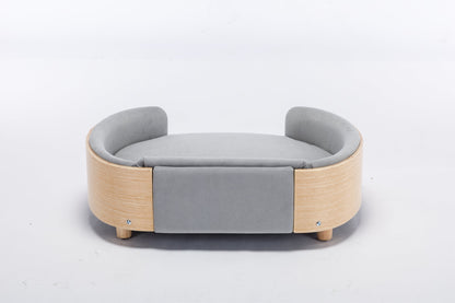 Dog bed elevated pet sofa with light grey velvet cushion mid-size HouseOfZazla on Tampa Home & Garden Store