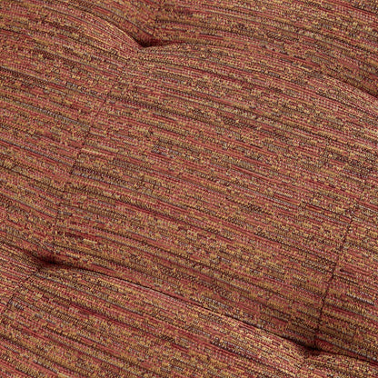 Tufted upholstery lounge chair fabric close-up in red-orange tones, HouseOfZazla armchair on Tampa Home & Garden Store