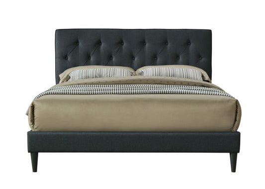 Channel Bed With USB upholstered bed with dark gray tufted headboard HouseOfZazla on Tampa Home & Garden Store