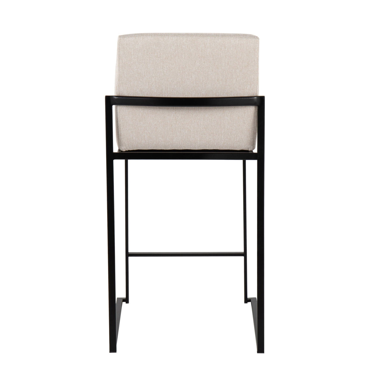 Fuji high-back counter stool in beige fabric with black metal frame by HouseOfZazla on Tampa Home & Garden Store