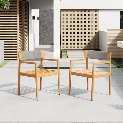 Acacia Wood Outdoor Dining Chairs with Arms
