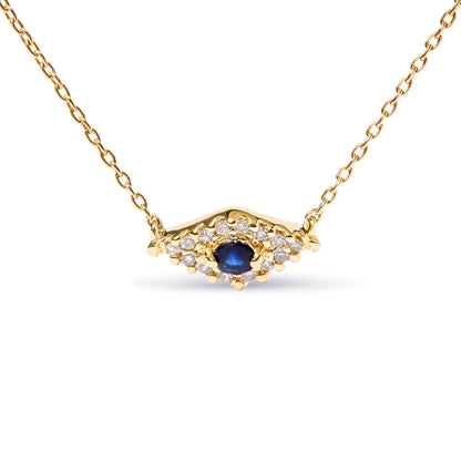10K yellow gold evil eye pendant with blue sapphire center and diamond accents on Tampa Home & Garden Store
