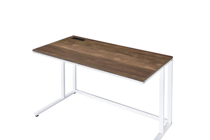 Tyrese Writing Desk With USB woodtop, white metal frame HouseOfZazla on Tampa Home & Garden Store