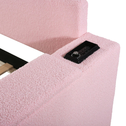 HouseOfZazla pink upholstered trundle bed with armrests and integrated audio controls on Tampa Home & Garden Store