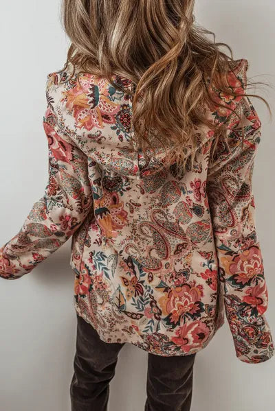 Vintage Autumn Printed Hooded Jacket by Stevvex, lightweight floral long sleeve coat on Tampa Home & Garden Store