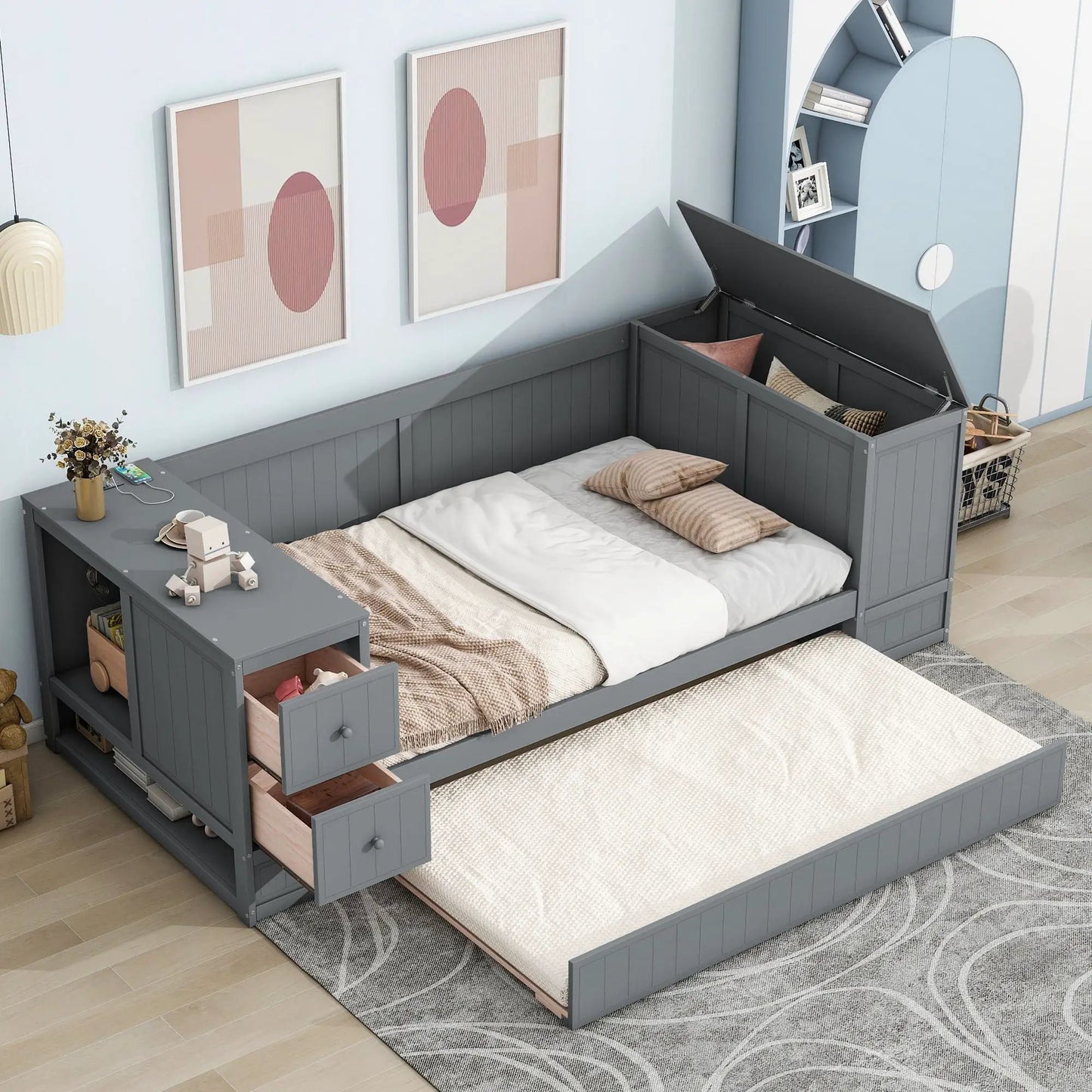 Daybed with Storage Arms and Charging Station