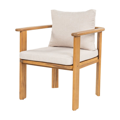 Kaja Outdoor Acacia Wood Dining Chair With A Pad